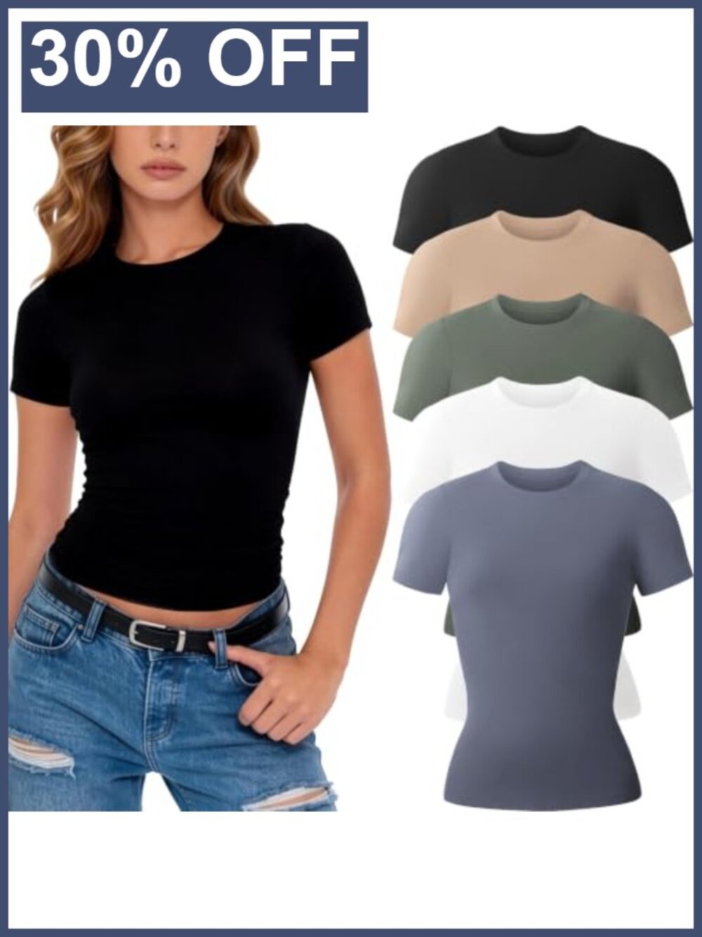 Women's Soft Fitted Crew Neck Short Sleeve T-Shirt